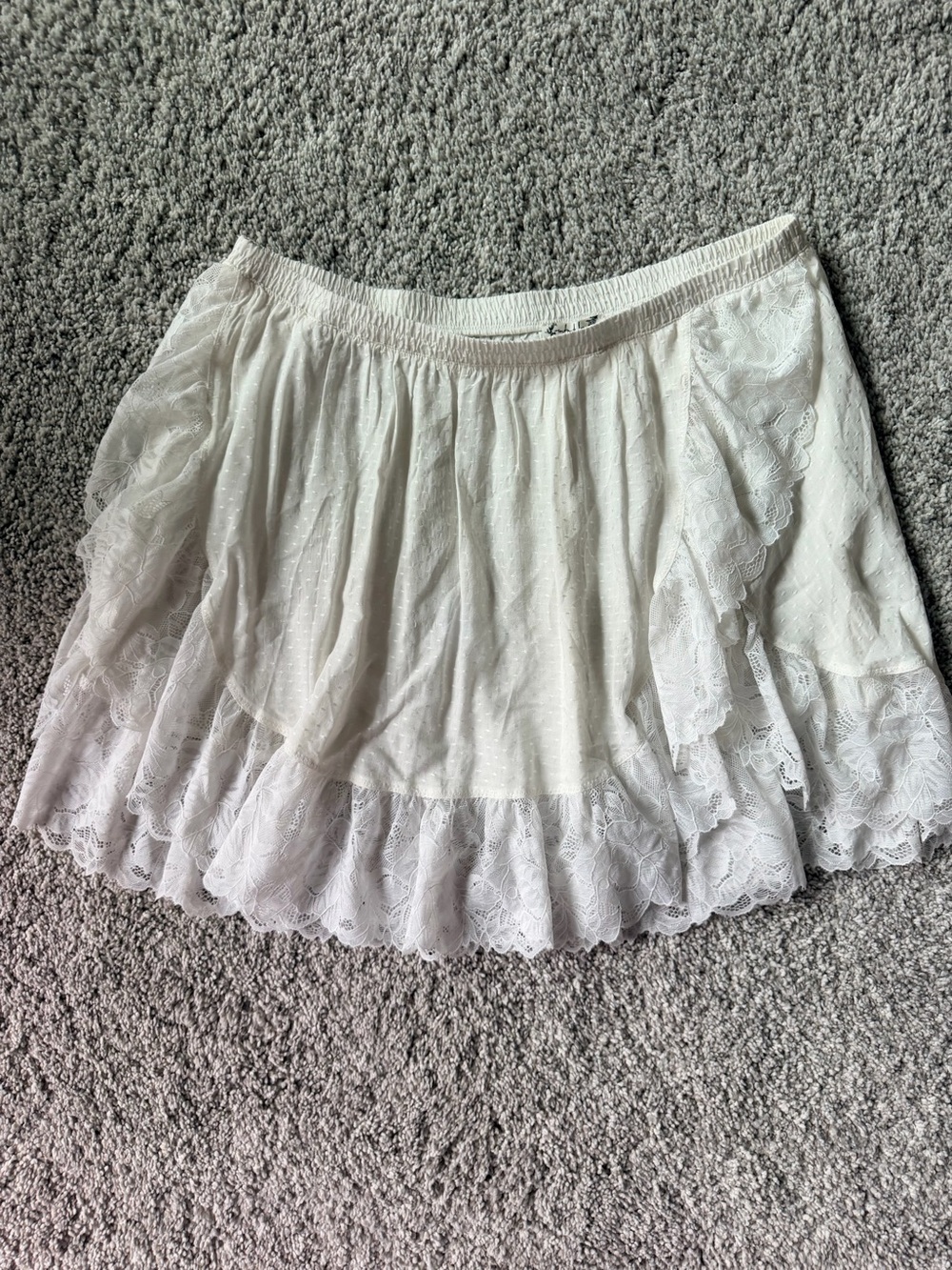 Free People Ivory Lace Tiered Mini Skirt